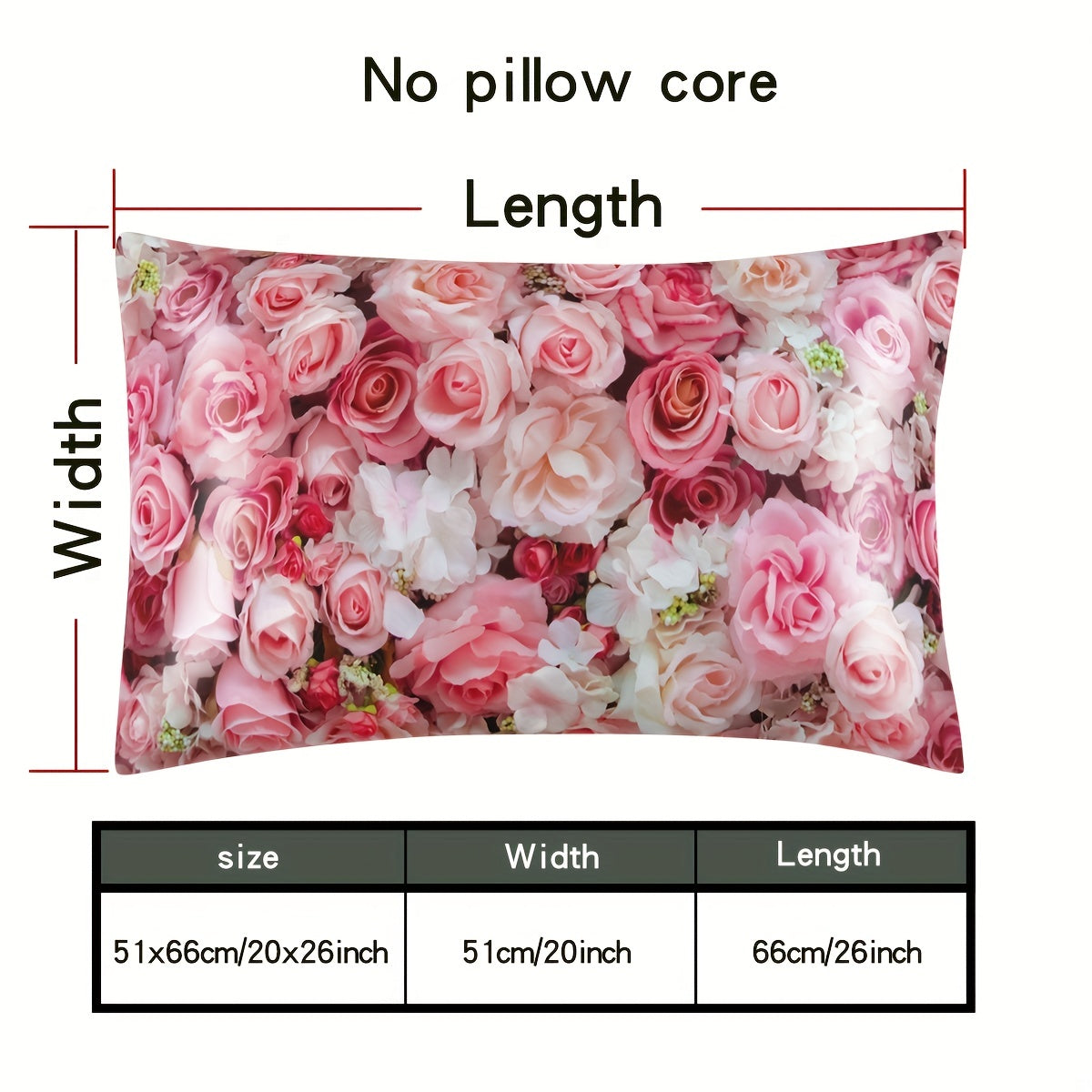 Satin Pillowcase for Hair and Skin Floral Pattern 50x66cm Envelope Closure