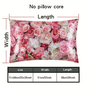 Satin Pillowcase for Hair and Skin Floral Pattern 50x66cm Envelope Closure