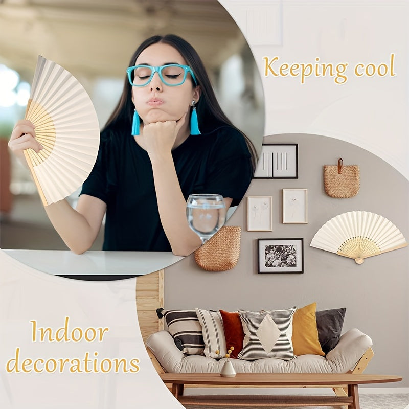 Pack of 10 20 50 White Folding Fans for Weddings Parties and DIY Projects