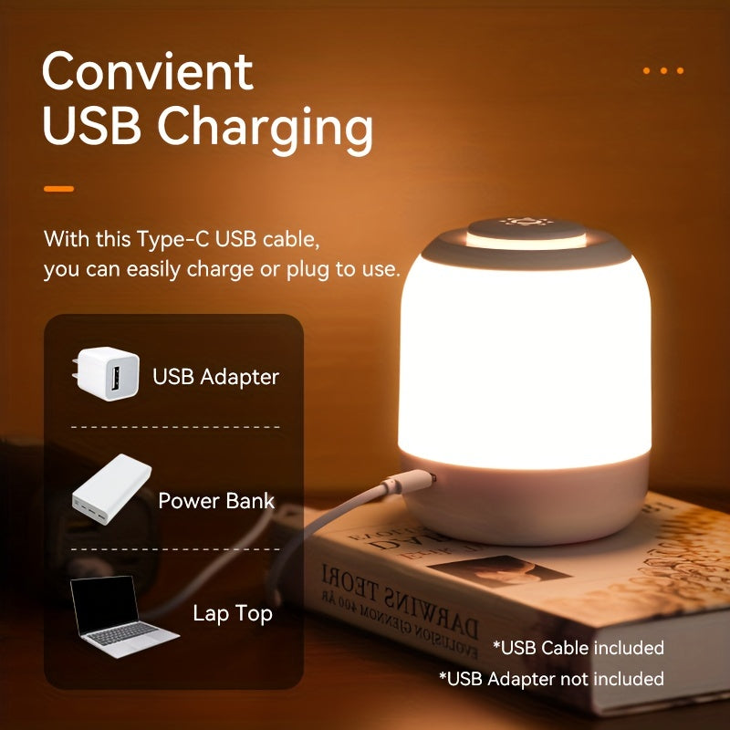 LED Touch Lamp with Adjustable Color Temperature Rechargeable 2400mAh Battery Portable Light