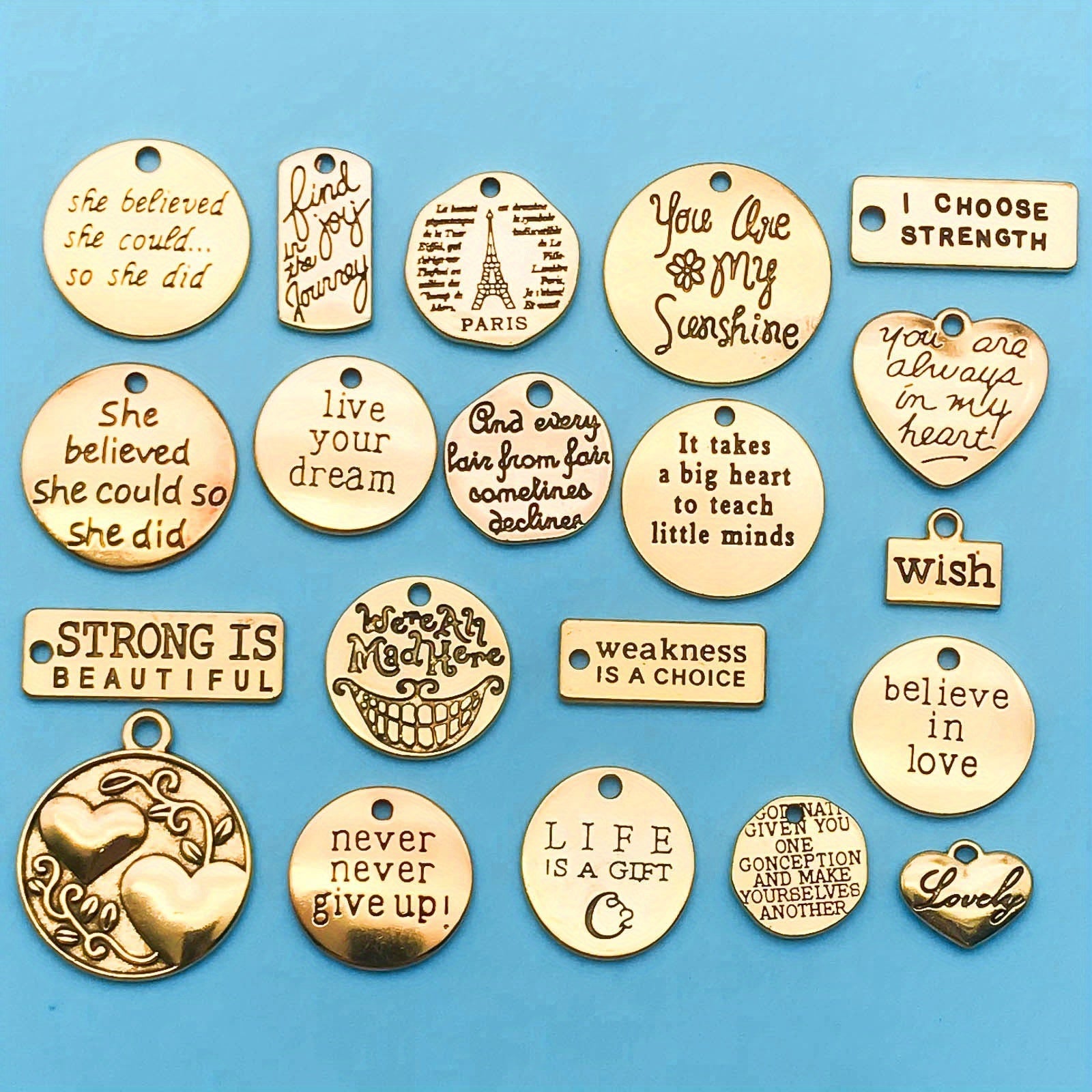 Jewelry Making Supplies 21-Piece Zinc Alloy Charm Set for DIY Necklace Bracelet Earrings