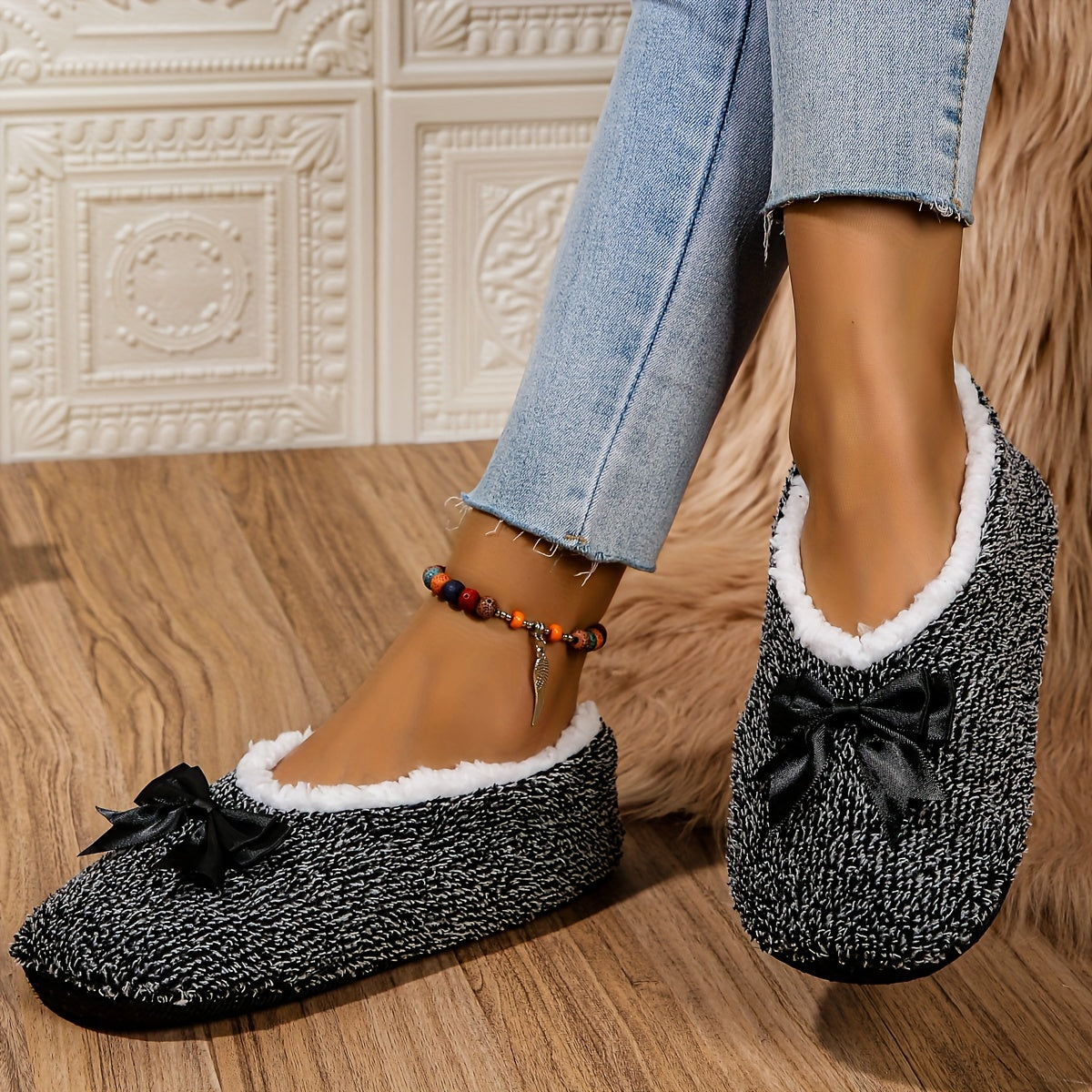 Ayollar uchun qulay shlyapa mato uy poyabzali yumshoq plush yopishqoqsiz ichki kiyim