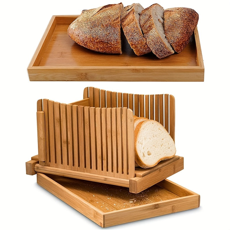 Cortador de pan, plato de corte de bambú 35x20cm, bandeja de migas, herramienta de horneado plegable