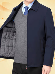 Men's Casual Polyester Lapel Jacket for Hiking and Outdoor Activities