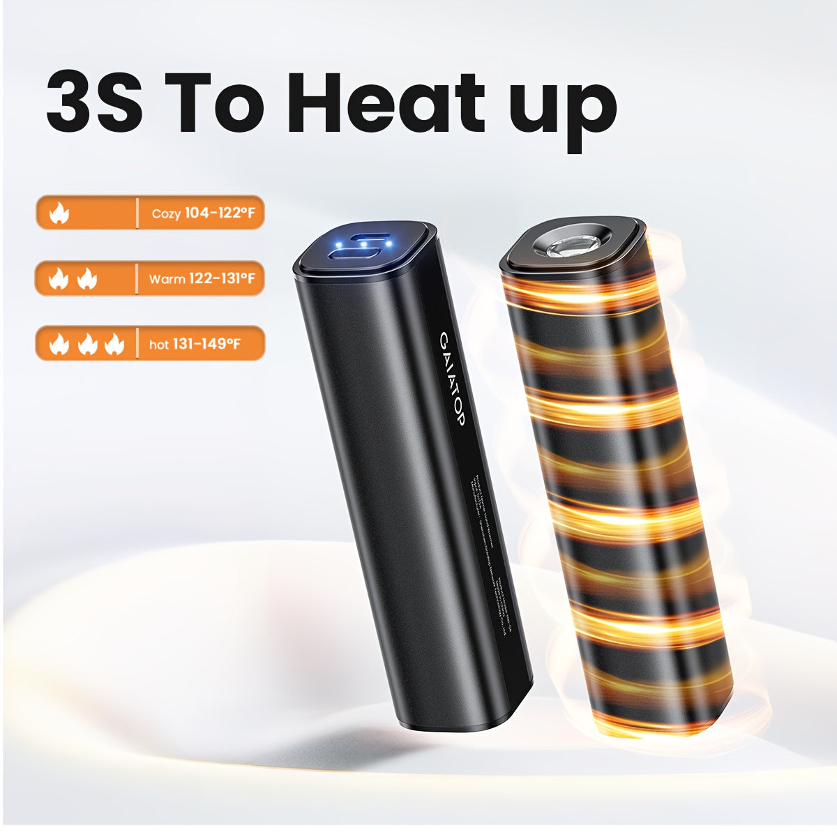 2 Packs Rechargeable Hand Warmers Quick Heat USB Portable for Outdoors