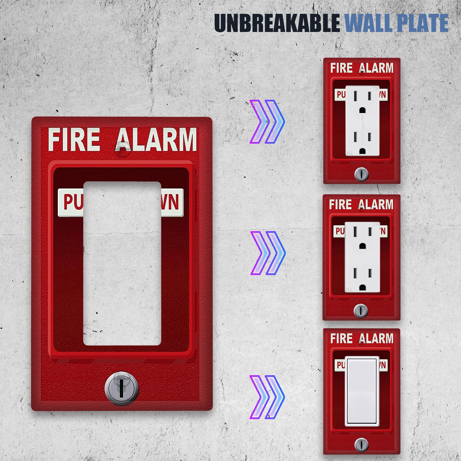 Placa decorativa de pared para alarma de incendio y luz con fácil instalación, sin necesidad de batería, para dormitorio y baño