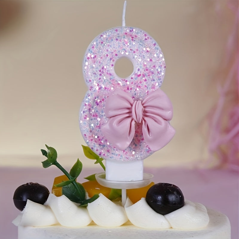 Pink Number 0-9 Birthday Candle for Girl's Cake Decorations