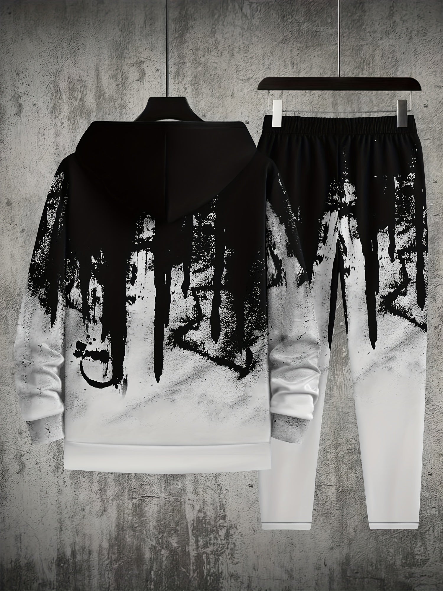 Erkaklar uchun tasodifiy kapüşonli koftalar va tortish ipli shimlar to'plami, 3D grafik bosma bilan, erkaklar uchun yangilik pijama va dam olish kiyimlari to'plami.