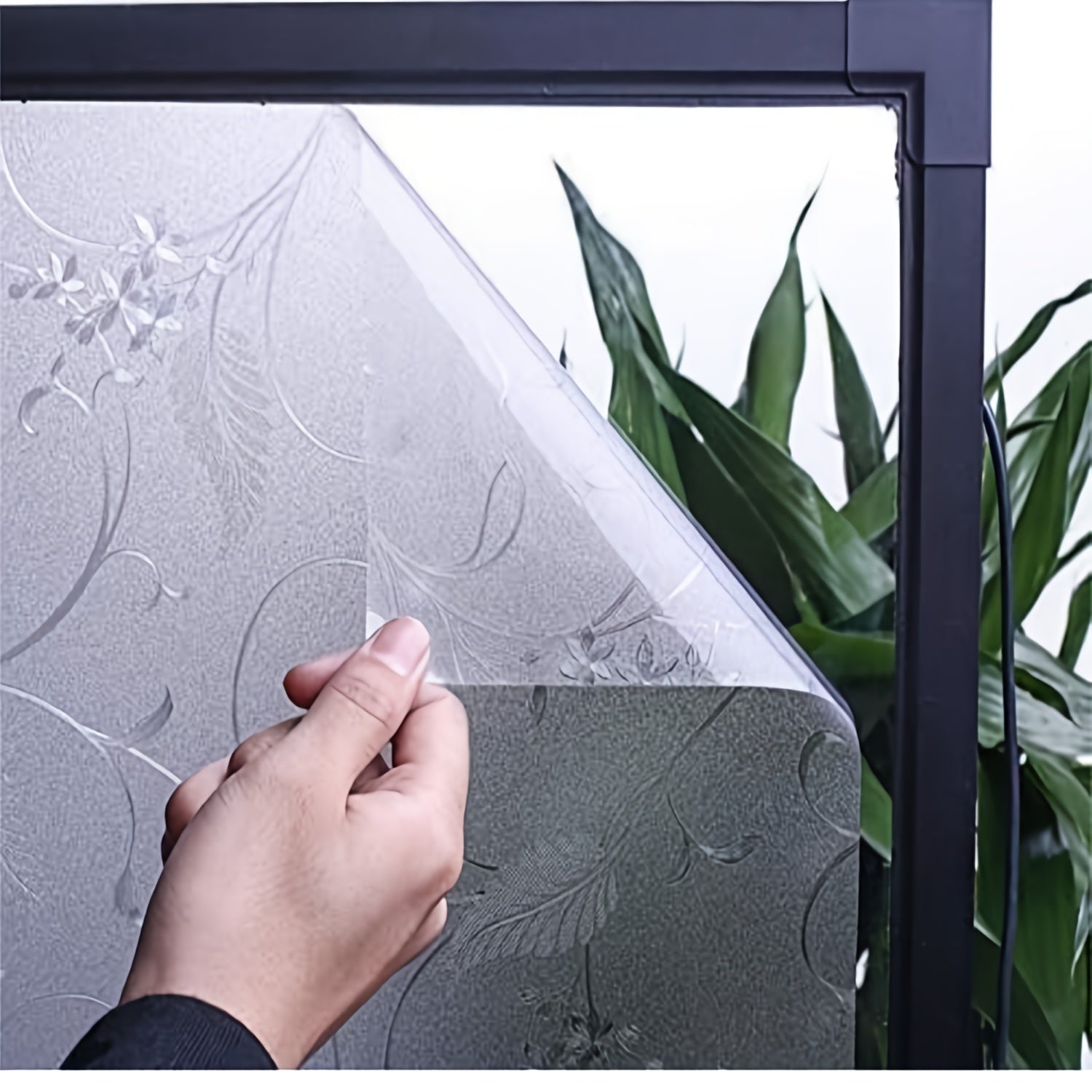 Película de vinilo para ventanas de vidrio esmerilado en rollo, con adhesivo estático, privacidad, bloqueo UV, removible, cortina