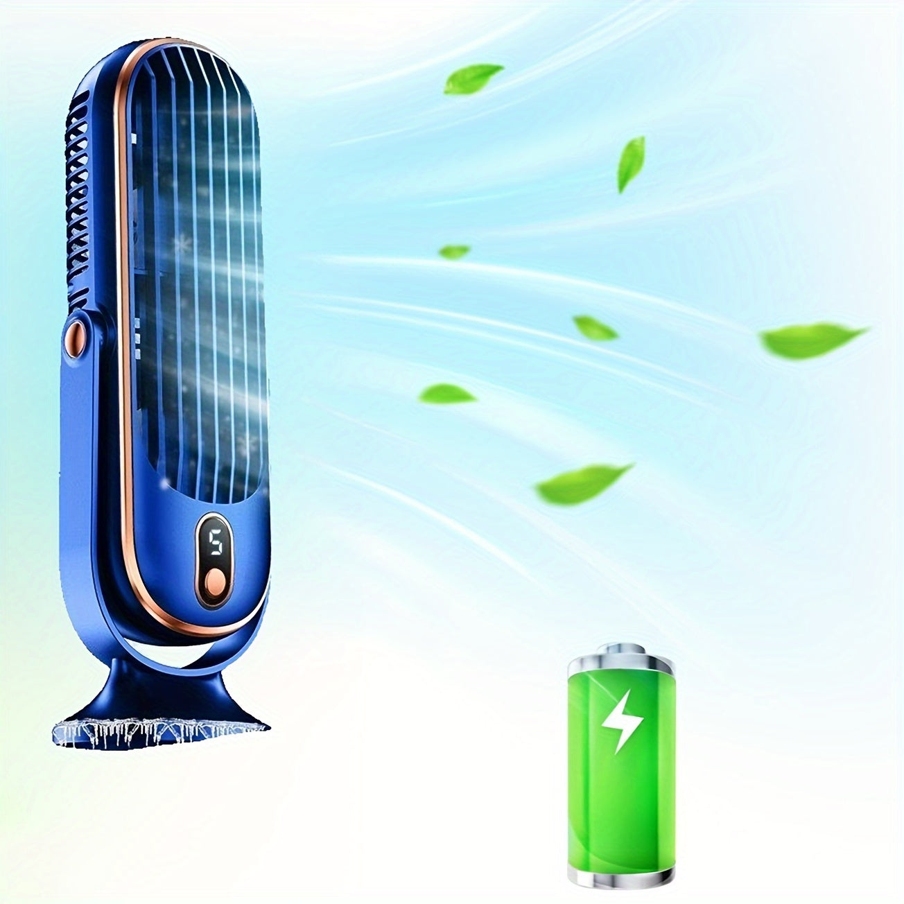 Portable USB Rechargeable Desk Fan 5-Speed Compact Indoor Outdoor Use