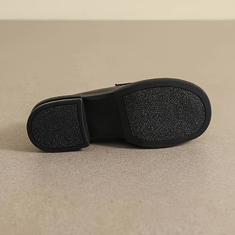 Women's Fluffy Loafers with Plush Lining, Rubber Sole, Round Toe