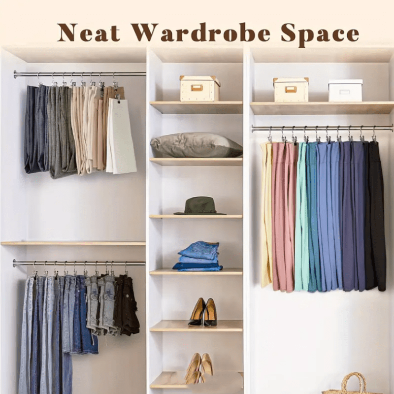 Pinzas de lavandería de uso pesado, paquete de 10 con ganchos giratorios para colgadores y organizadores de armario