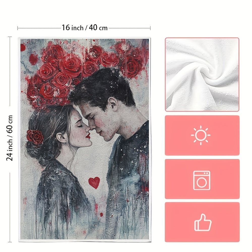Valentine's Day Kitchen Towels 16x24 Inches Ultra-Soft Absorbent Set