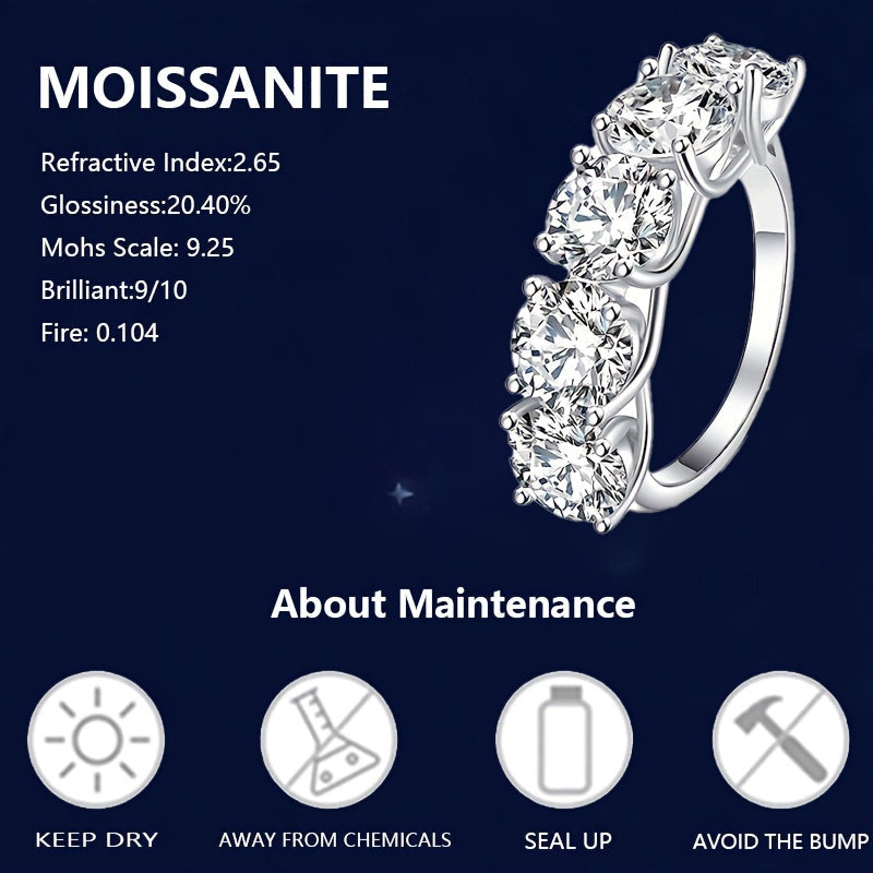 Moissanite Wedding Ring Silver 925 Unique Design Elegant Style Gift Box