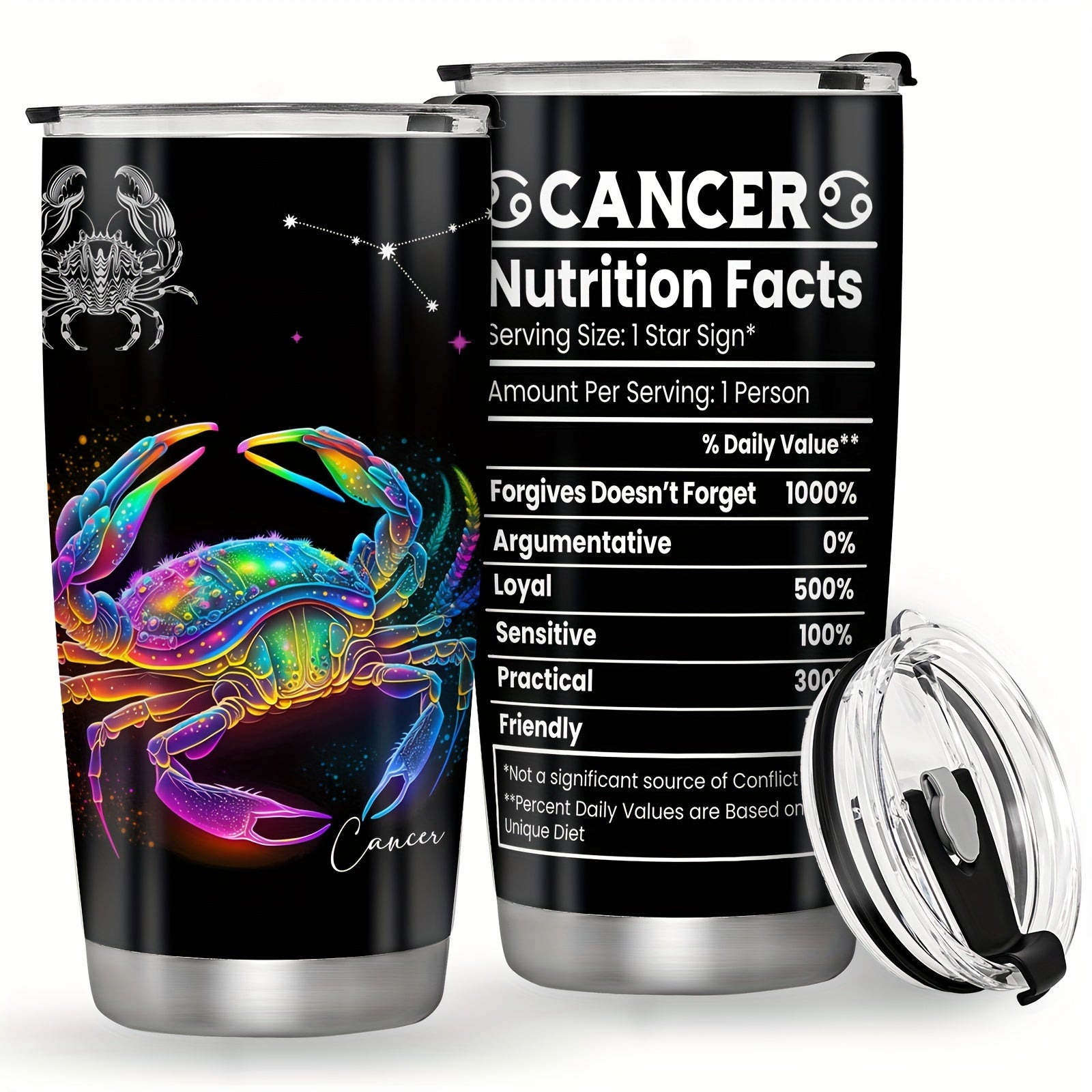 20oz Stainless Steel Zodiac Tumbler with Horoscope Design Leakproof Double Wall Vacuum Insulated Travel Mug for Outdoor Use