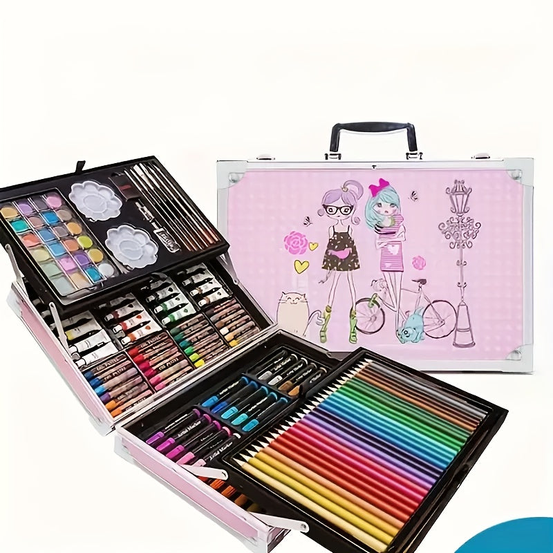 145-Piece Watercolor Paintbrush Set with Double-Layer Aluminum Box for Artists and Gift