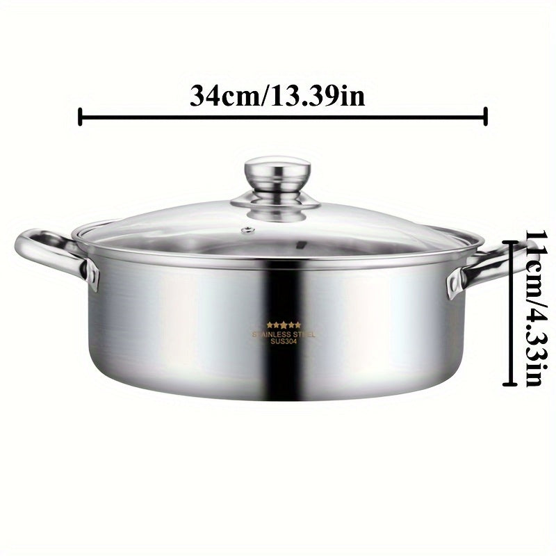 Olla de sopa caliente de acero inoxidable 304 con fondo de tres capas para hogar y restaurante