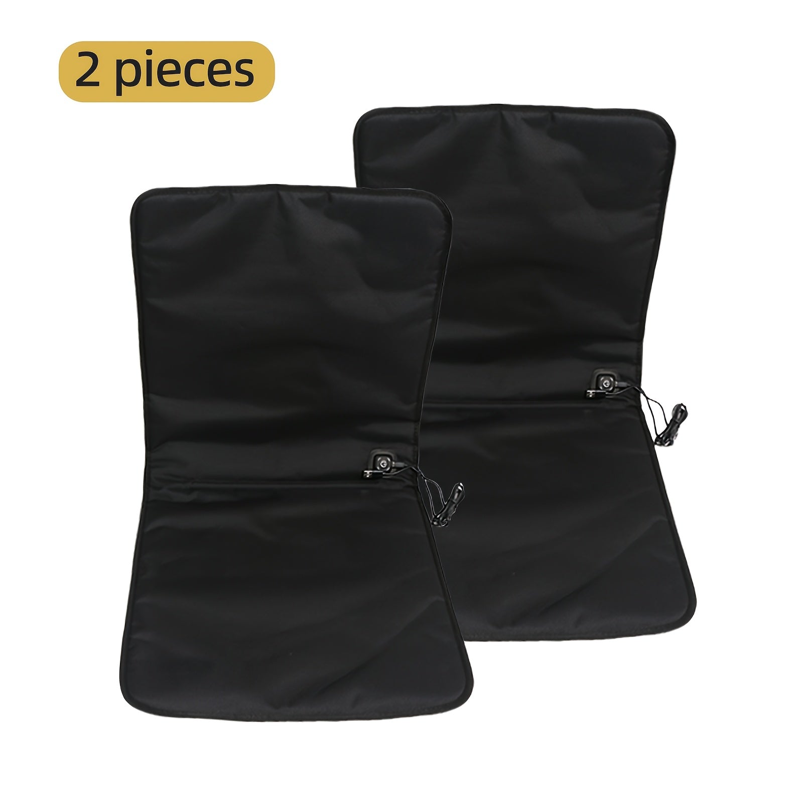 2-Piece Black Heated Chair Cushions With Back Support, Adjustable Temperature