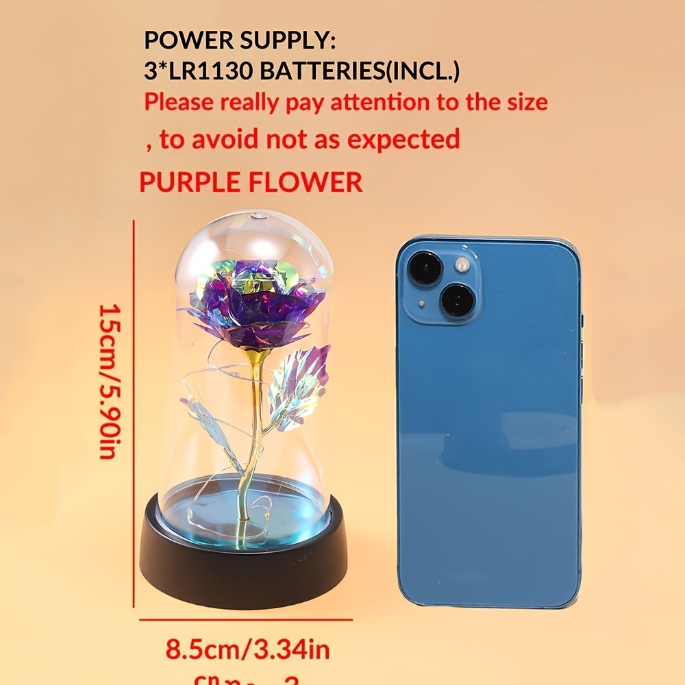 Battery-Operated LED Flower Night Light with Rose Pattern Plastic Shade for Bedroom Decor or Gifts