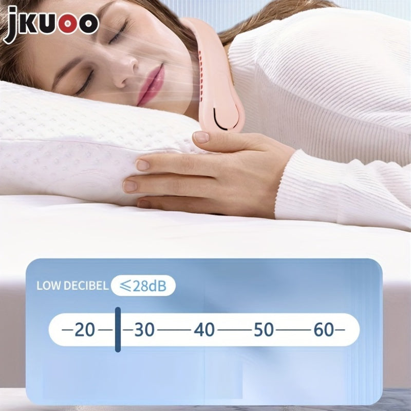 Portable Neck Fan with 5-Speed Strong Wind USB Rechargeable Lithium Battery Adjustable Silicone Strap Outdoor Travel Sports