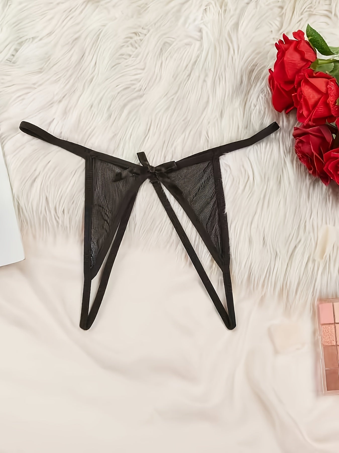 Women's Sheer Mesh Nightgown with Bow Detail Polyester Elastane Light Support Sleepwear