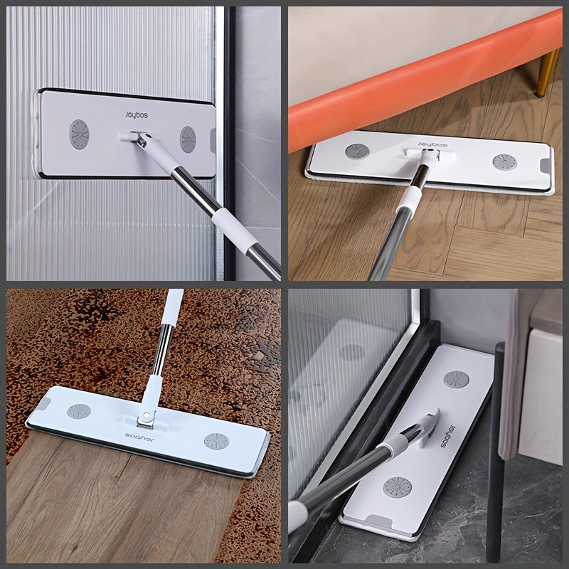 2-in-1 Flat Mop and Bucket Set with Reusable Pads for Kitchen and Floor Cleaning