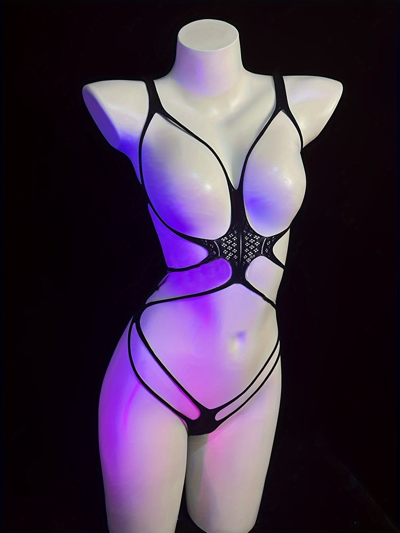 Women's See-Through Mesh Bodystocking Open Crotch Festival Lingerie Plus Size