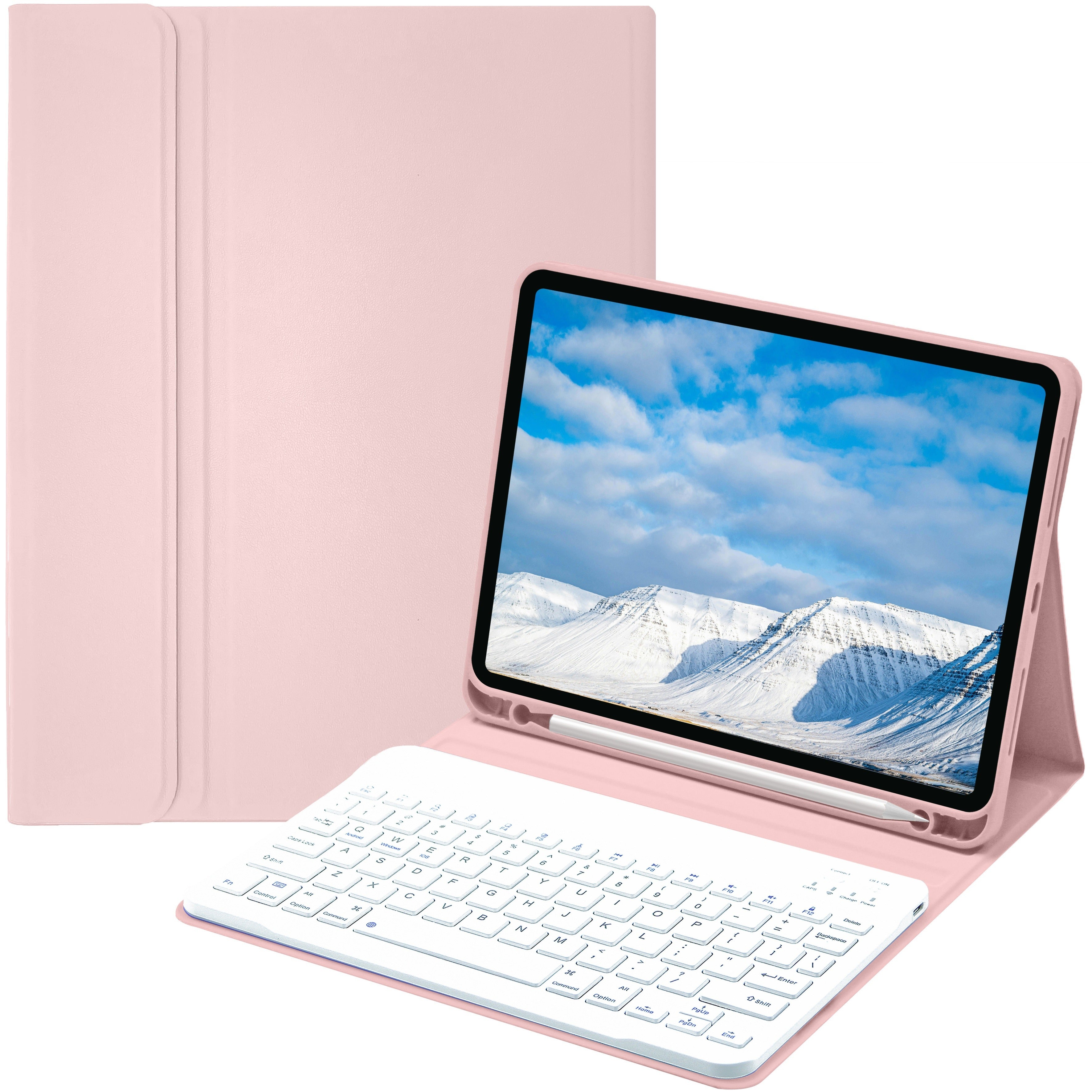 Funda con teclado para iPad Air 1-5, 5ª-10ª generación, Pro 11/12.9 pulgadas con teclado inalámbrico desmontable y soporte para lápiz