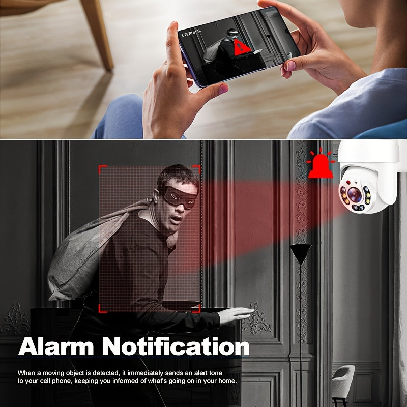 Outdoor WiFi Security Camera with PTZ Auto Tracking Full Color Night Vision AI Motion Detection Two-Way Audio Waterproof 1080p