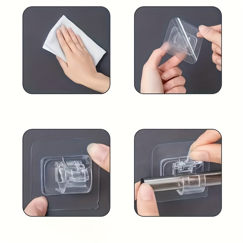 4-Piece Adhesive Hooks for Hanging Curtains in Kitchen and Bathroom