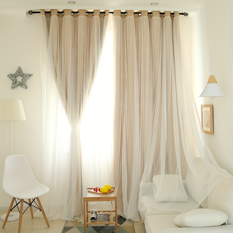 Beige Sheer Blackout Thermal Curtains Grommet Top for Bedroom Living Room