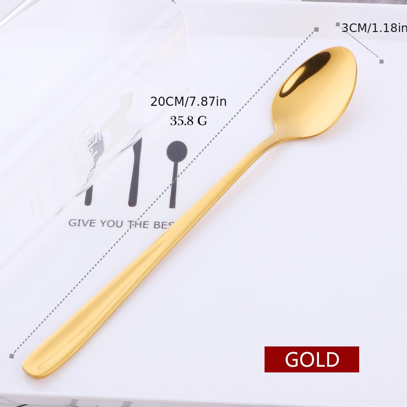 Long Handle Rainbow Ice Cream Spoon Stainless Steel Stirring and Mixing Tool