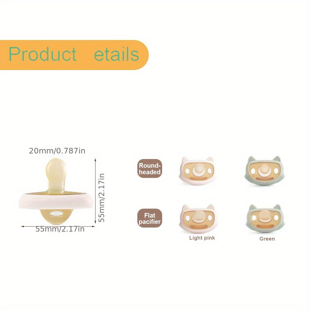 Pack de 2 chupetes de silicona para bebés para recién nacidos e infantes, forma de gato suave