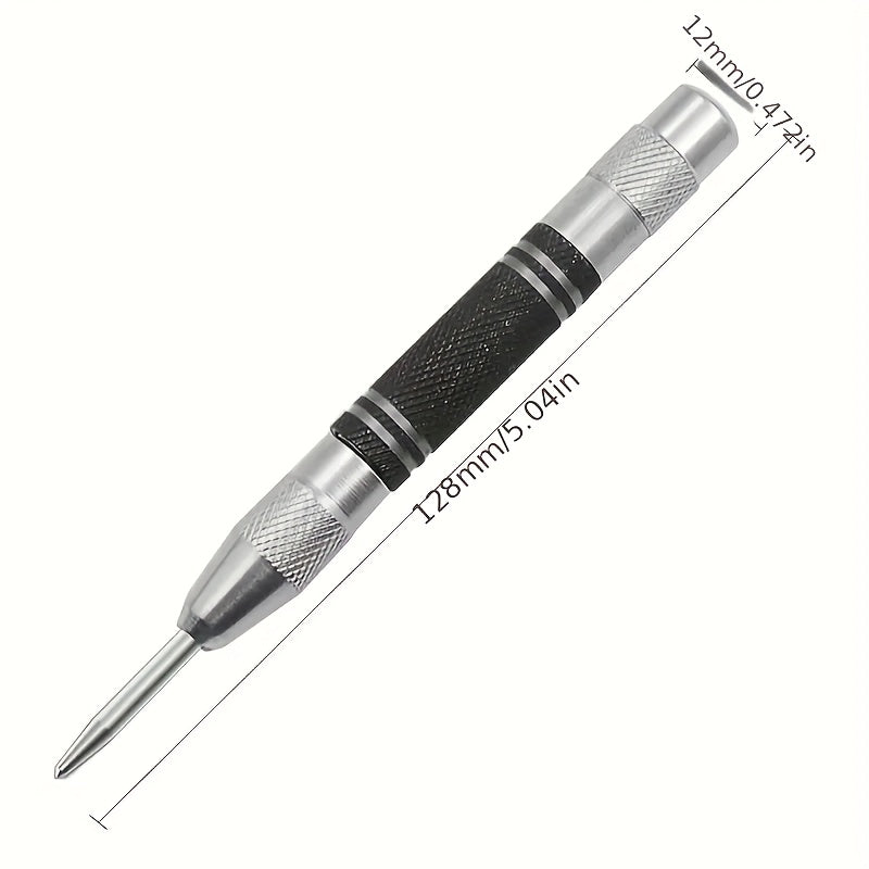 Heavy Duty Steel Automatic Center Punch 12.7cm, Adjustable Tension for Metal Wood Glass Plastic