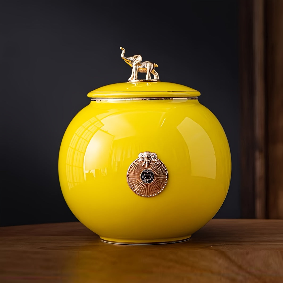 Chinese Ceramic Tea Jar Airtight Storage Canister for Coffee Beans Sugar Cereal