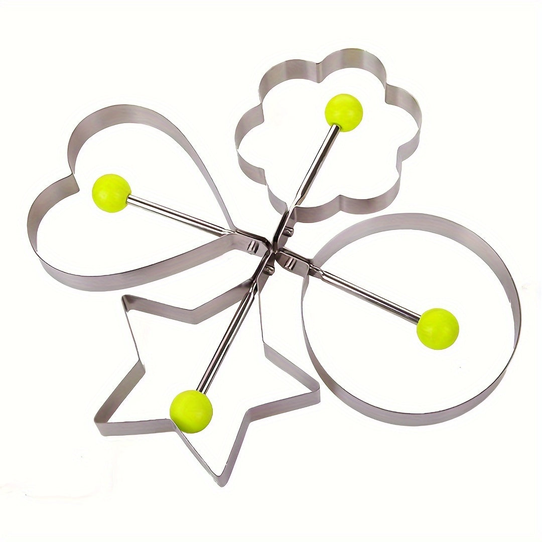 Set of 5 Stainless Steel Egg Molds Heart and Star Shapes for Breakfast