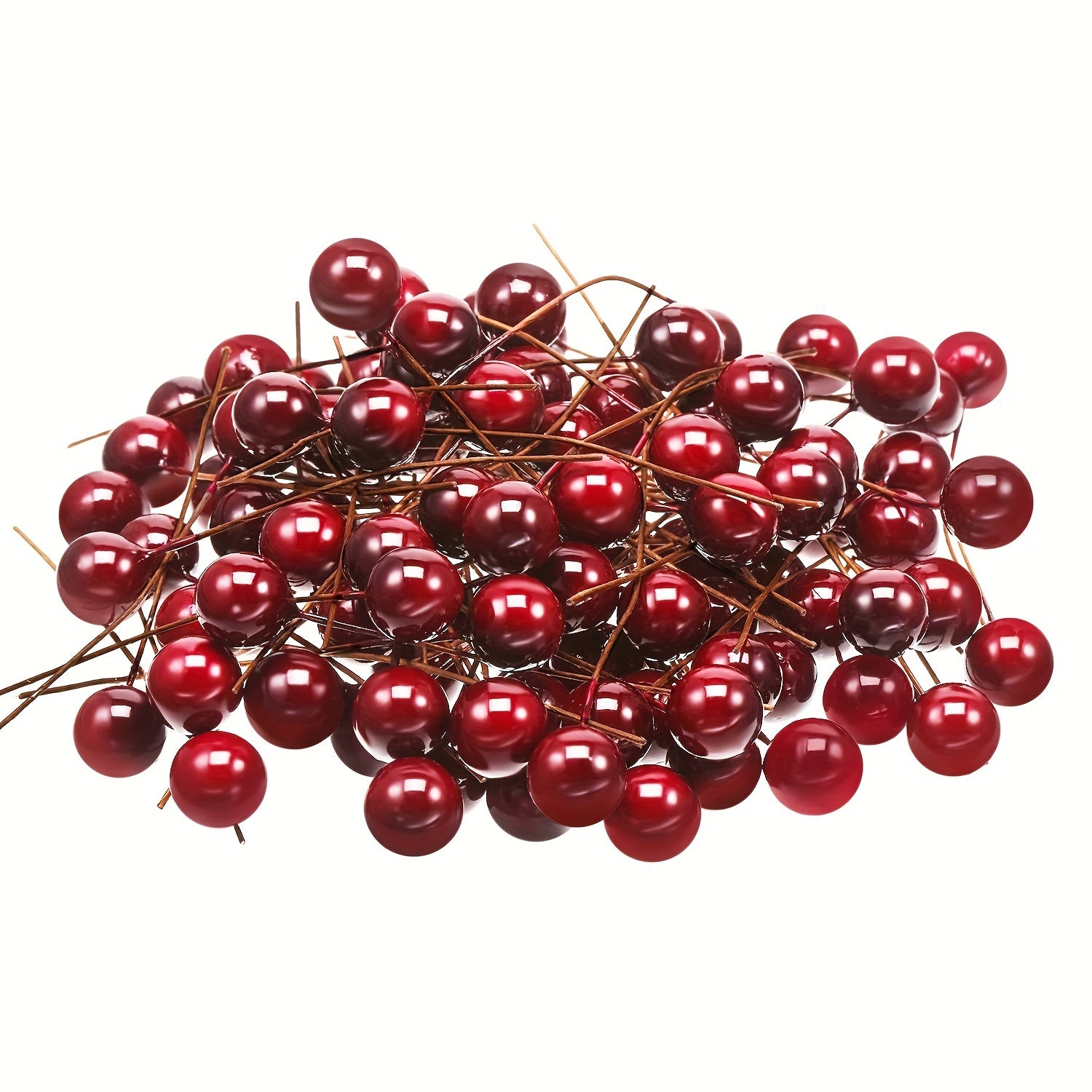 100pcs Artificial Holly Berries Stems for Christmas and Holiday Decorations