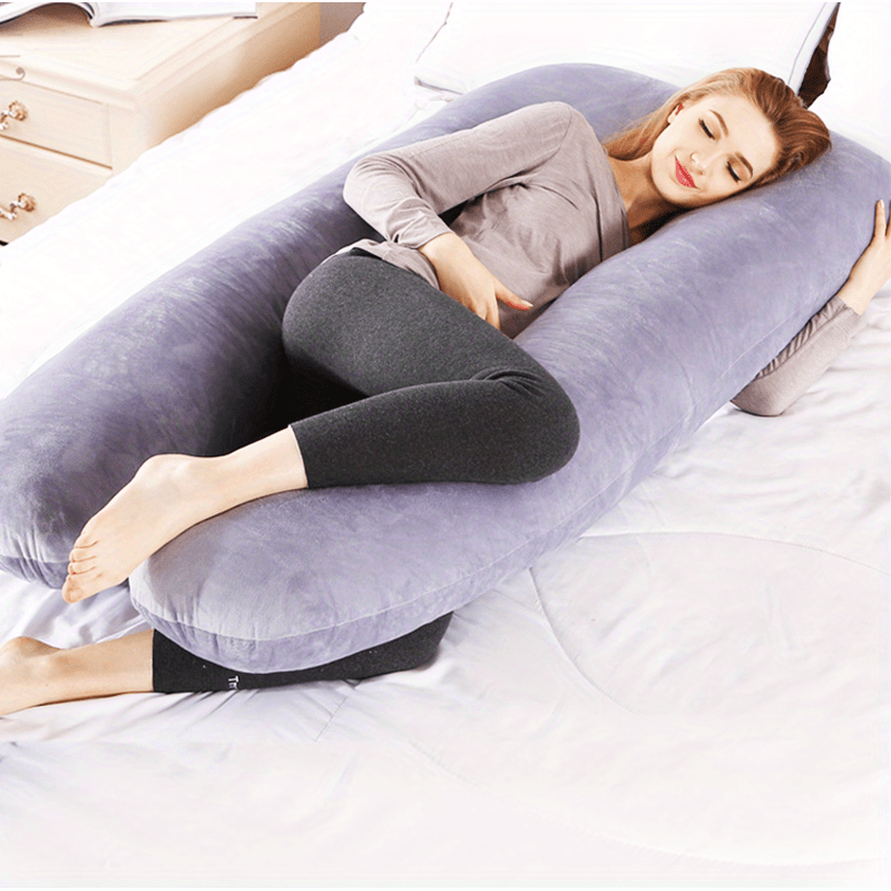 Ultra-Soft Crystal Velvet U-Shaped Maternity Pillow Full Body Support for Restful Sleep