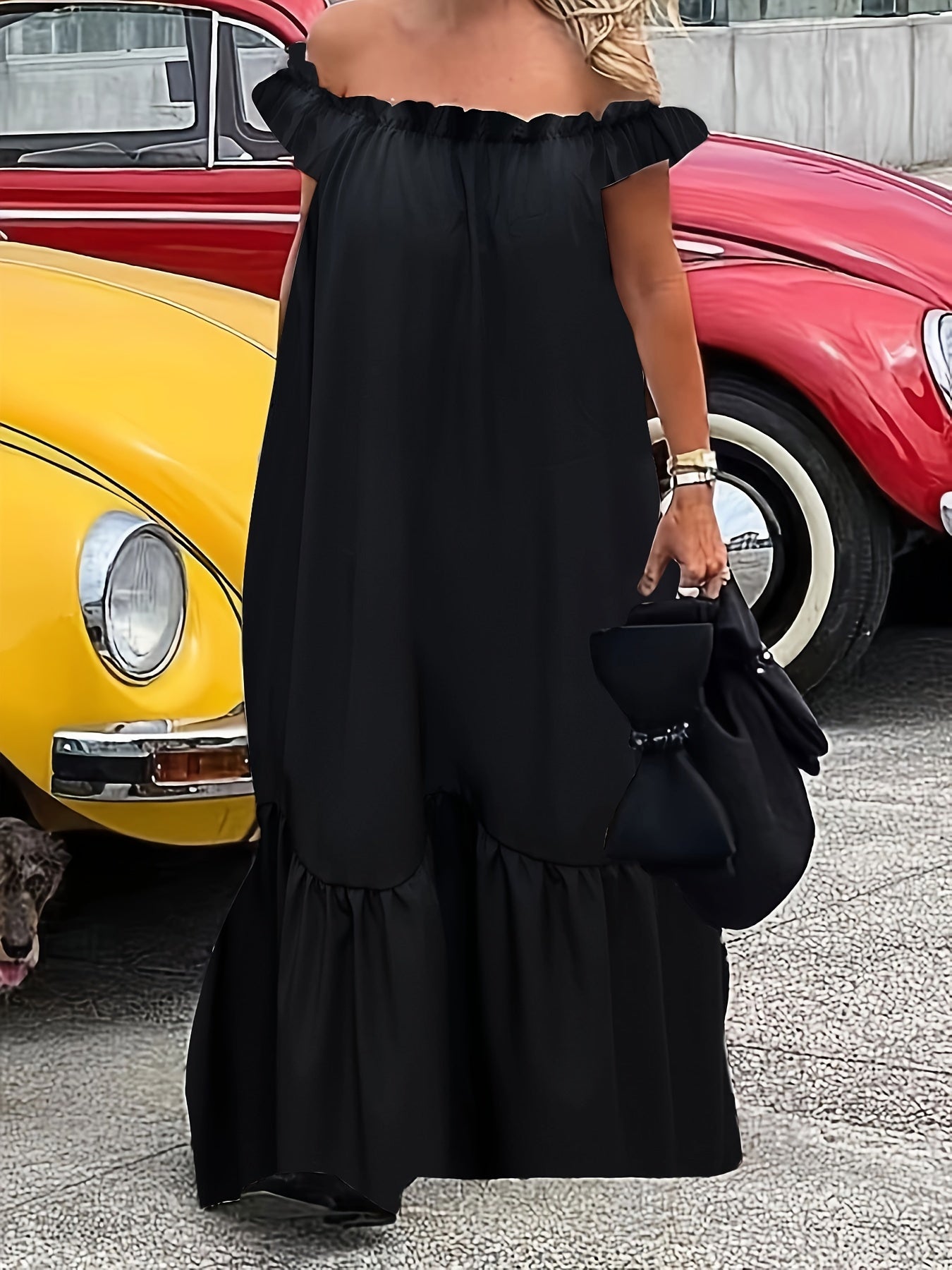 Printed One-Shoulder Polyester Dress for Vacation and Elegant Wear