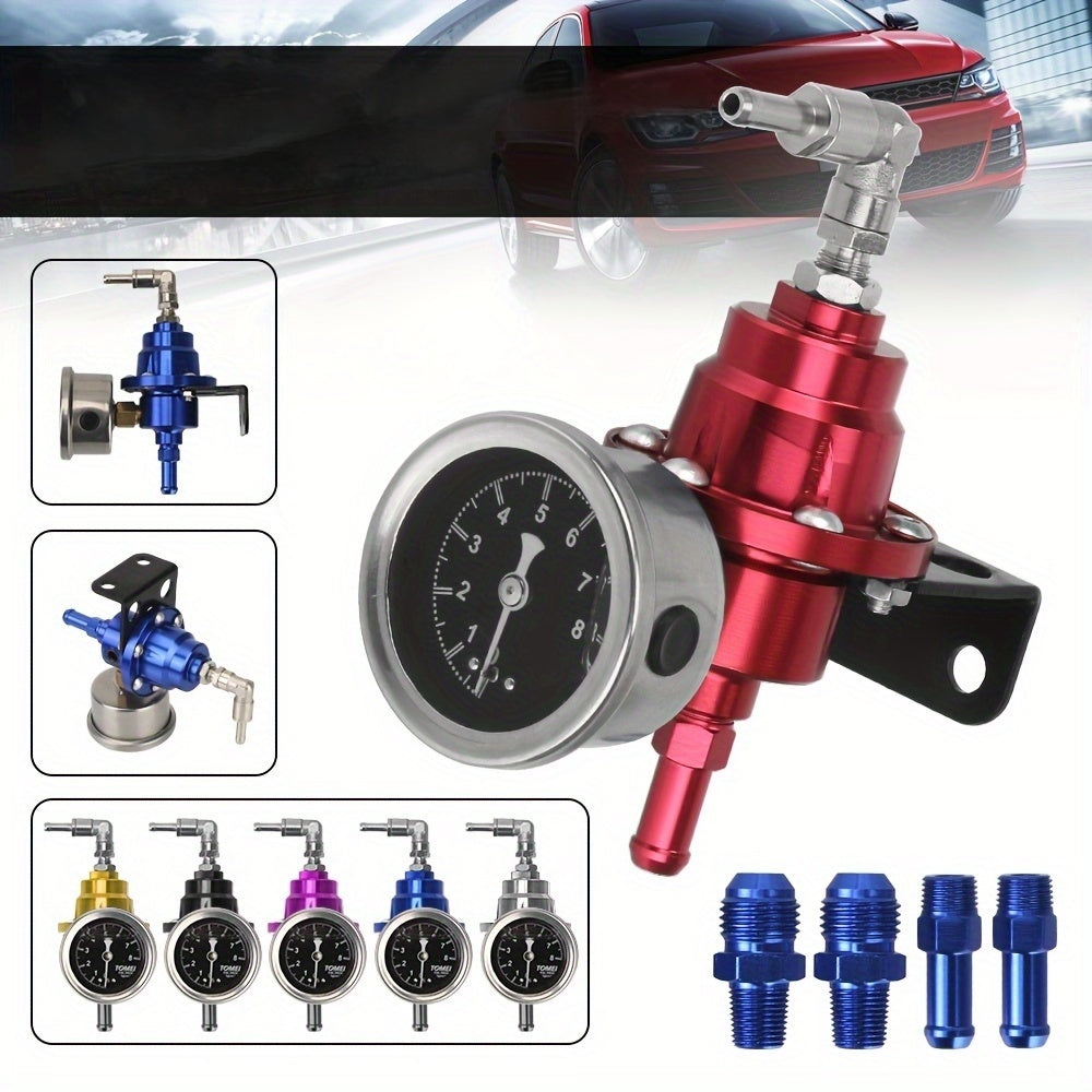 Universal Adjustable Fuel Pressure Regulator Kit With 6 Colors Gauge