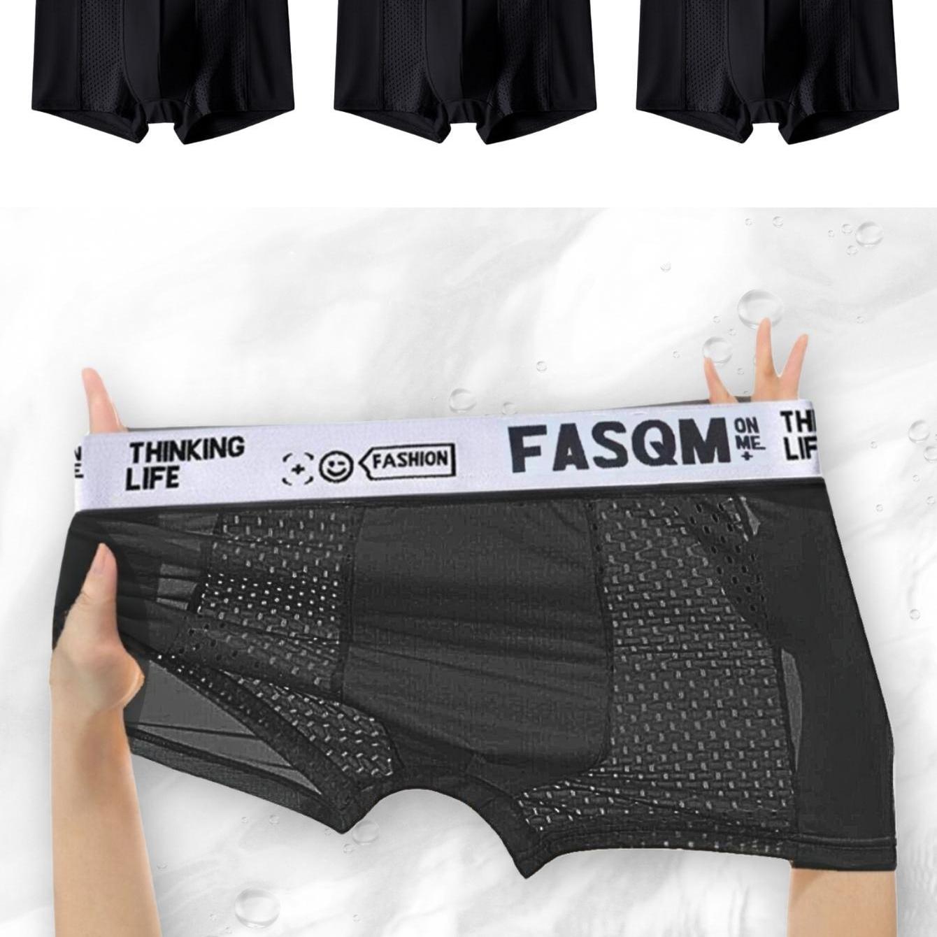 3-Pack Erkaklar uchun Bokser Shortlari, Havo O'tkazuvchi Tarmoq Patch va Elastik Polyester bilan, Osmon Moviy, Qora va Qora Kulrang Ranglarda.
