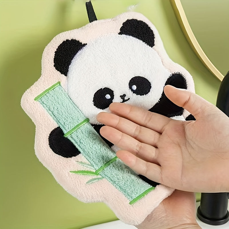 Christmas Panda Bamboo Hand Towels Kitchen Absorbent Coral Fleece Machine Washable