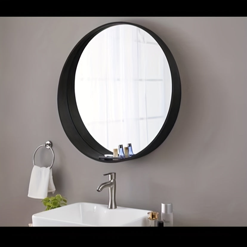 Solid Wood Oak Wall Mirror 60x60cm Moisture Barrier Wall Mount