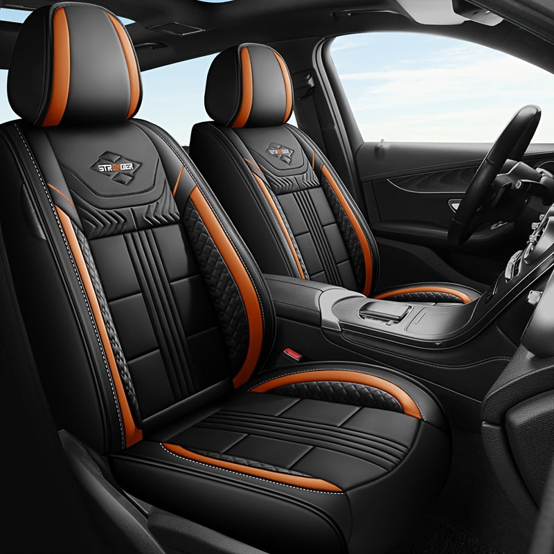 Car Seat Cover Universal Full Coverage PU Leather for 5 Seats All-Season