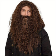 Curly Polyester Wig and Beard Set for Cosplay Wizard Warlock Costume