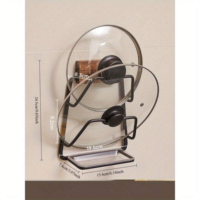 Walnut Wall Mount Storage Rack Space-Saving Kitchen Organizer