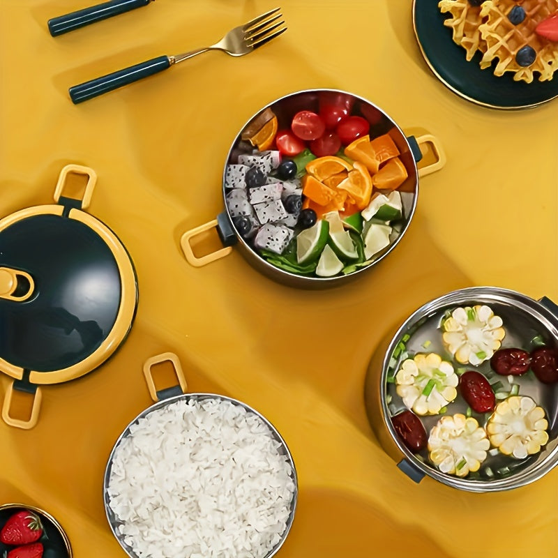 Large Capacity Three-Layer Stainless Steel Food Storage Container