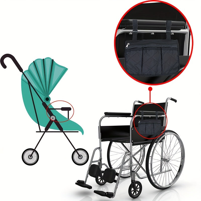 Wheelchair Armrest Hanging Storage Bag Large Capacity Easy to Carry