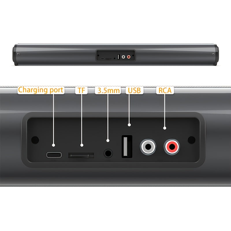 20W Wireless Sound Bar with Built-in Subwoofer 5.0 Surround Sound USB Charging