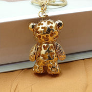 Adorable Bear Keychain Bag Charm Rhinestone Metal Pendant for Car Keys